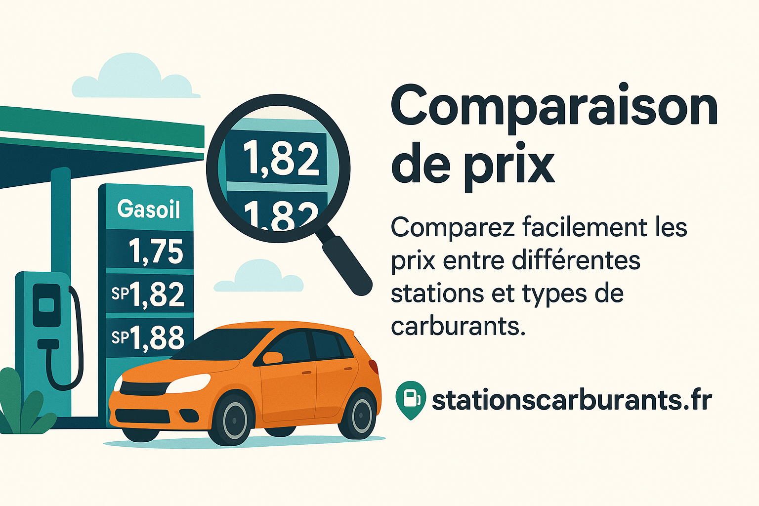 Interface de comparaison des prix de carburants